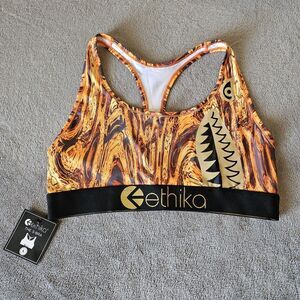 Ethika Bomber Torched Orange Lava Sports Bra Womens Large WLSB1728-ORG-L NWT